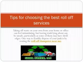Tips for choosing the best roll off services