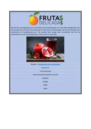 Pomegranate Juice Concentrate | Frutasdelicadas.com