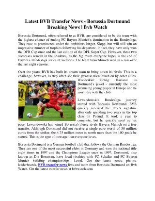 Latest BVB Transfer News