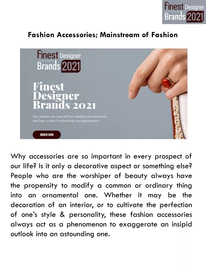 fashion accessories mainstream of fashion