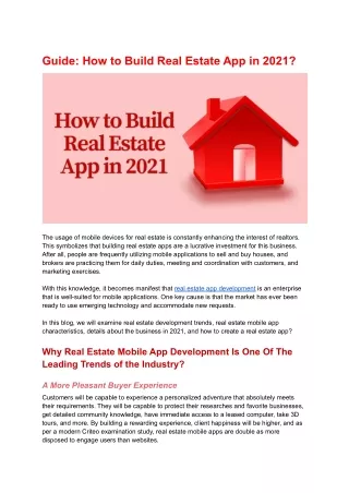 Guide: How to Build Real Estate App in 2021?