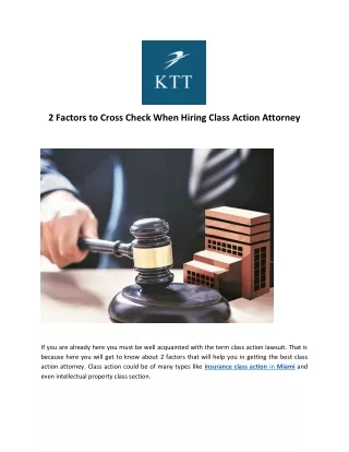 2 factors to cross check when hiring class action