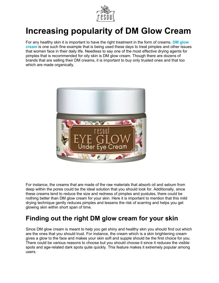 increasing popularity of dm glow cream