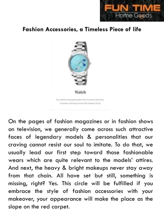 Fashion Accessories, a Timeless Piece of life