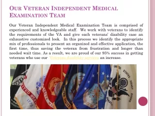 Veteran Independent Medical Examination