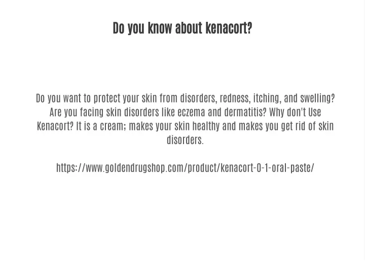 do you know about kenacort