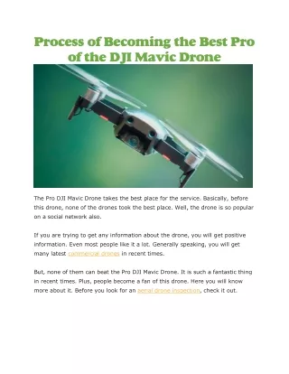process of becoming the best pro of the dji mavic