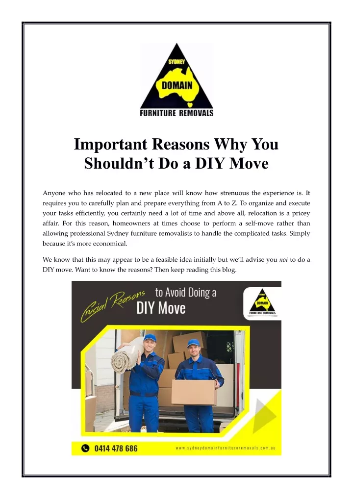 important reasons why you shouldn t do a diy move