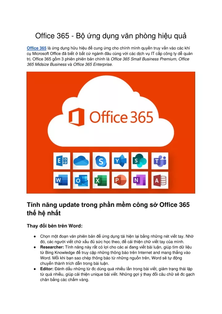 office 365 b ng d ng v n ph ng hi u qu