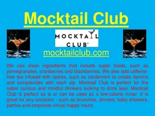 Mocktail Club Offer Non Alcoholic & Tasty Drinks For Events