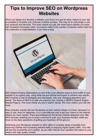 tips to improve seo on wordpress websites