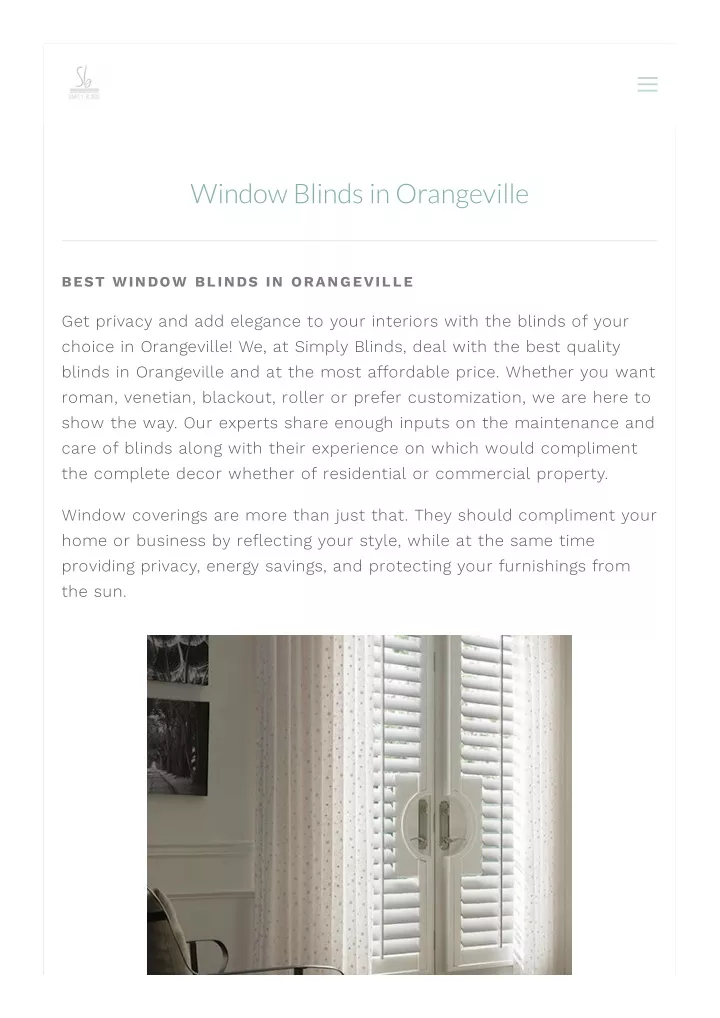 window blinds in orangeville