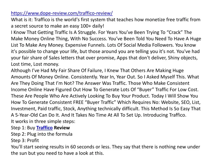 https www dope review com traffico review what