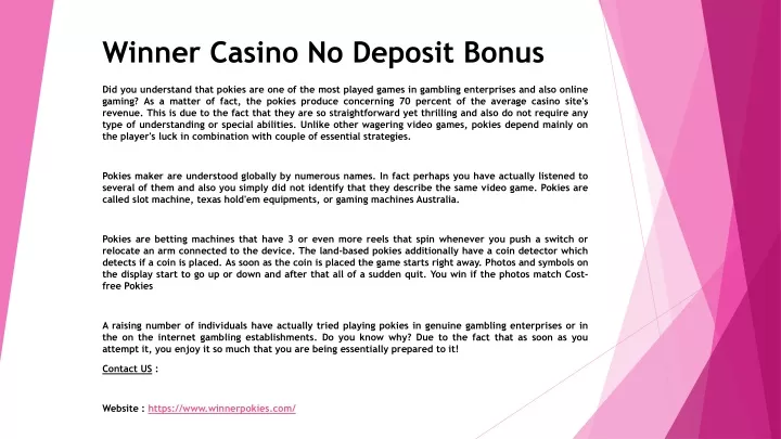 winner casino no deposit bonus