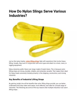 How Do Nylon Slings Serve Various Industries