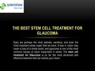The Best Stem Cell Treatment for Glaucoma