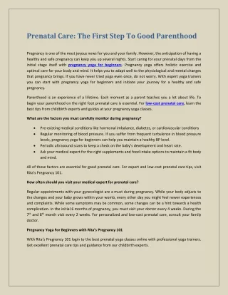 prenatal care the first step to good parenthood
