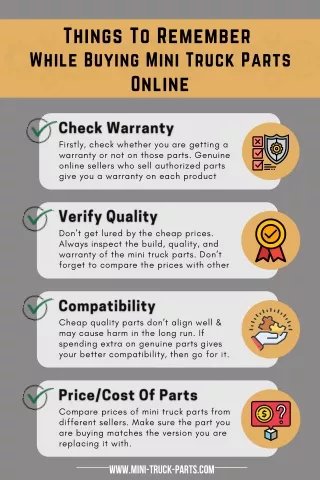 Things To Remember  While Buying Mini Truck Parts Online