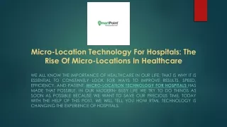 micro location technology for hospitals the rise of micro locations in healthcare