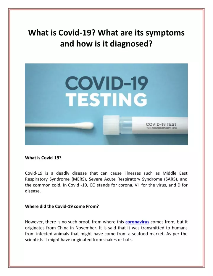 what is covid 19 what are its symptoms