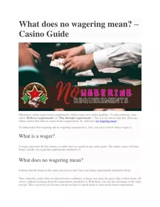 what does no wagering mean casino guide