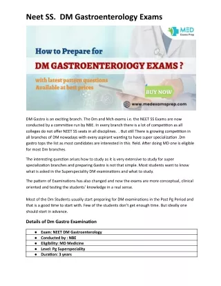 How to Prepare DM Gastroenterology Exams