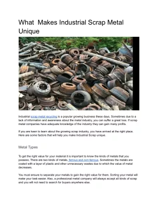 What  Makes Industrial Scrap Metal Unique