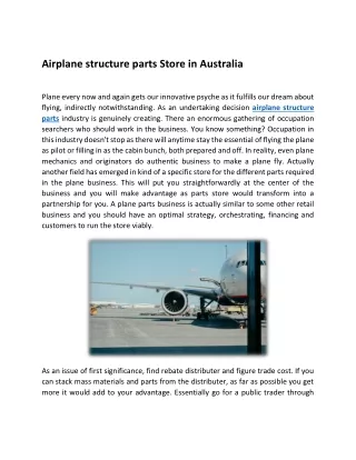 airplane structure parts store in australia