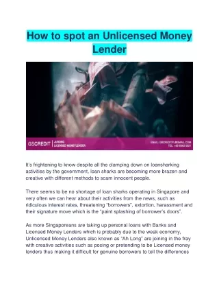 how to spot an unlicensed money lender