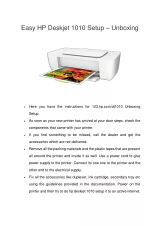 easy hp deskjet 1010 setup unboxing