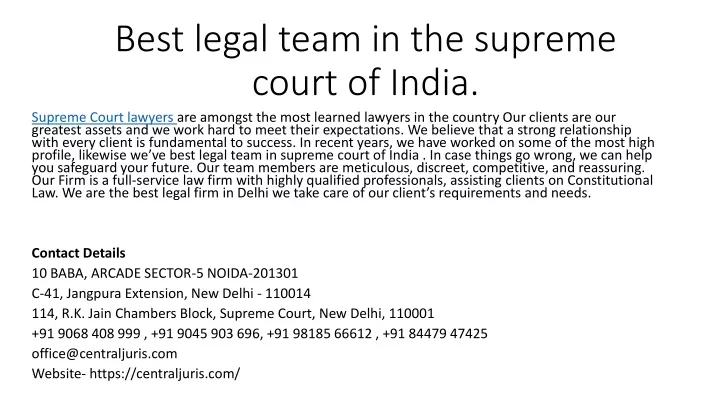 best legal team in the supreme court of india