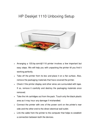 hp deskjet 1110 unboxing setup