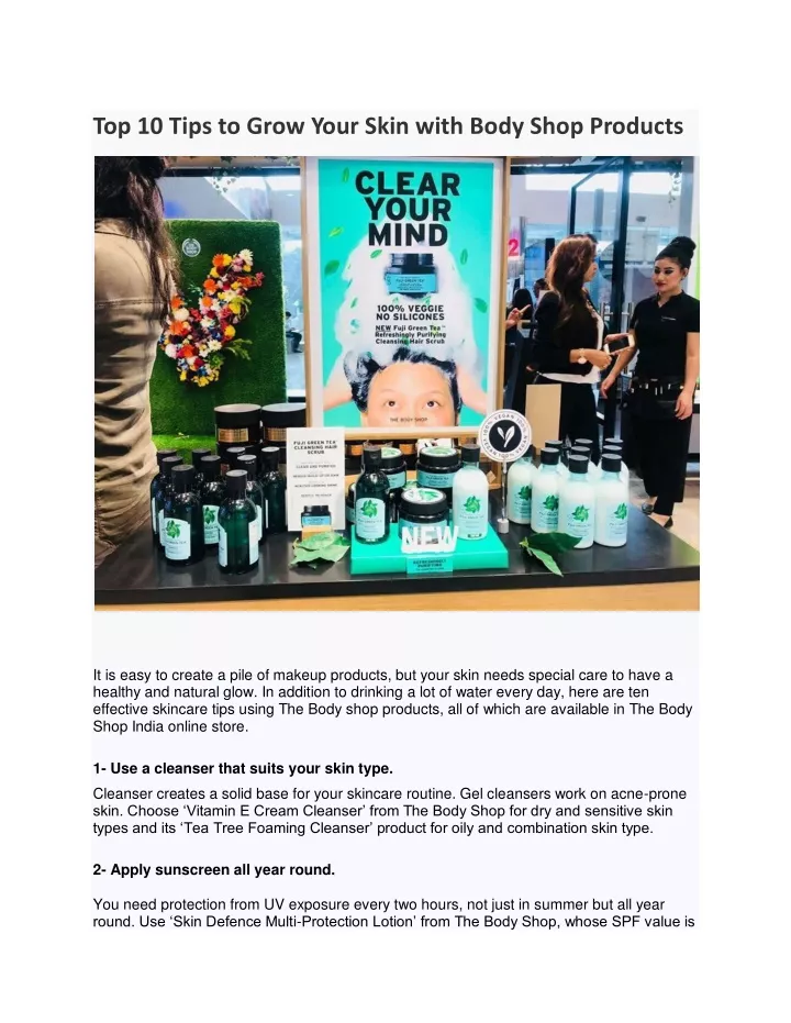 top 10 tips to grow your skin with body shop