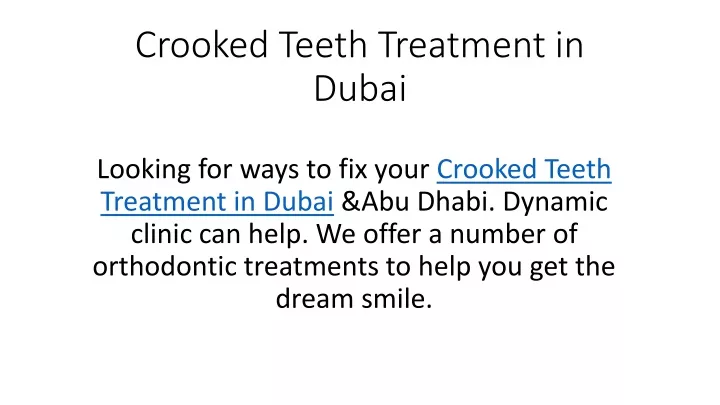 crooked teeth treatment in dubai