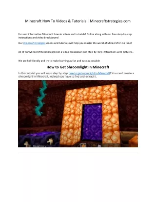 Minecraft How To Videos