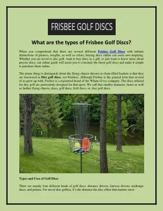 What are the types of Frisbee Golf Discs?