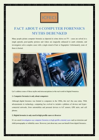 FACT ABOUT 4 COMPUTER FORENSICS MYTHS DEBUNKED
