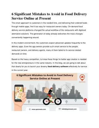 Food Delivery software
