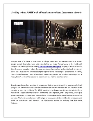 seeking to buy 3 bhk with all modern amenities