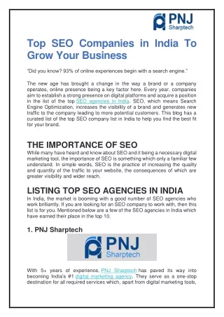 Top SEO Companies in India To Grow Your Business