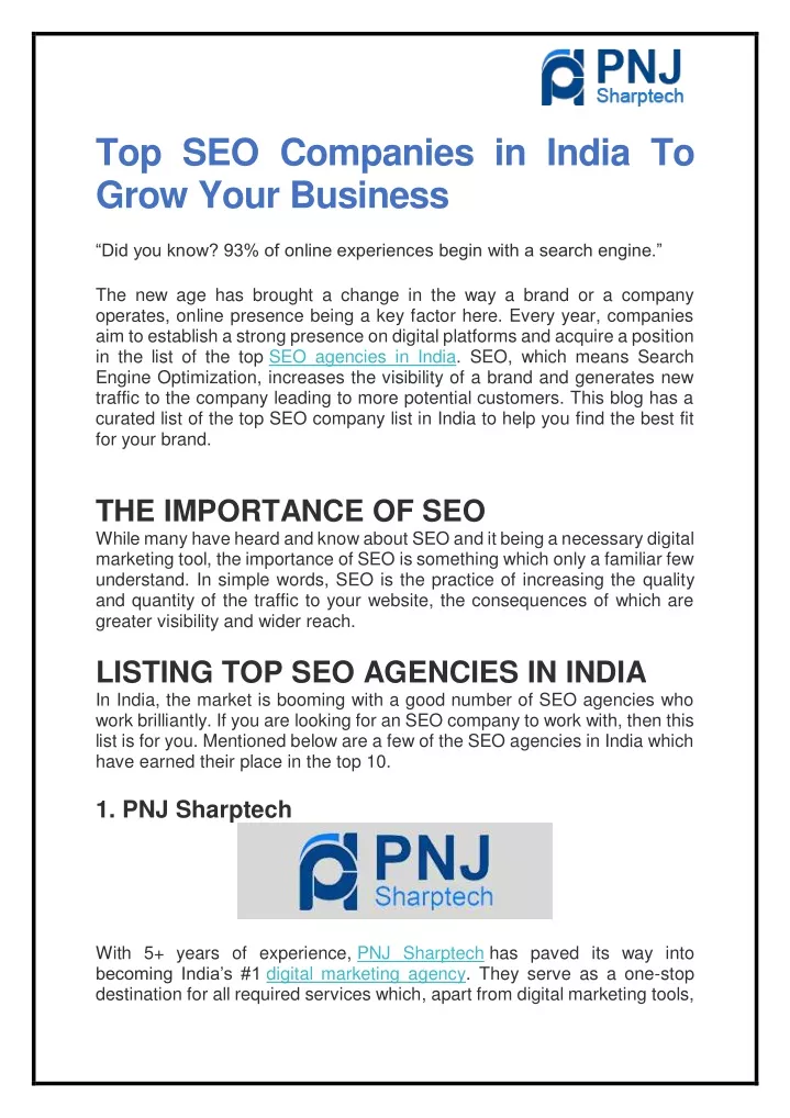 top seo companies in india to grow your business