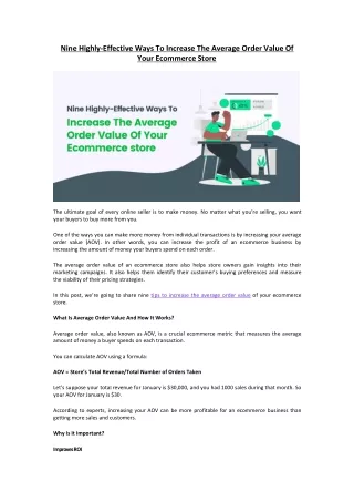 Nine Highly-Effective Ways To Increase The Average Order Value Of Your Ecommerce Store
