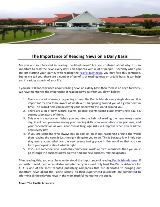 The Importance of Reading News on a Daily Basis
