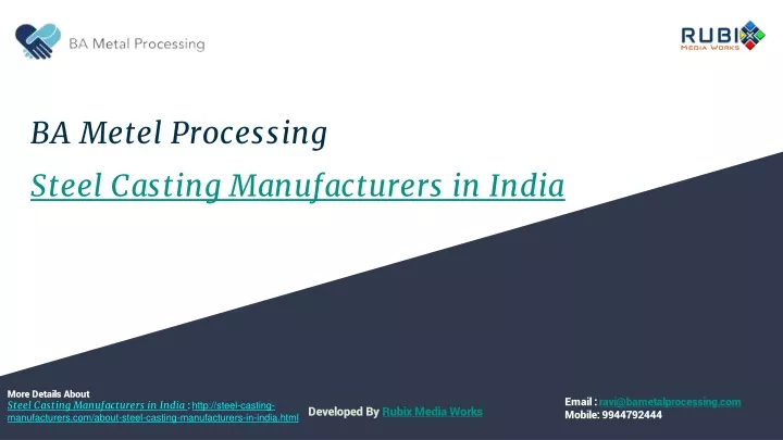 ba metel processing steel casting manufacturers in india