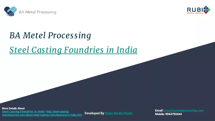ba metel processing steel casting foundries in india
