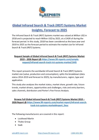 Global Infrared Search & Track (IRST) Systems Market Insights, Forecast to 2025