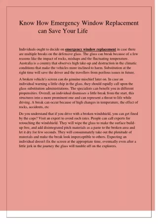 know how emergency window replacement can save
