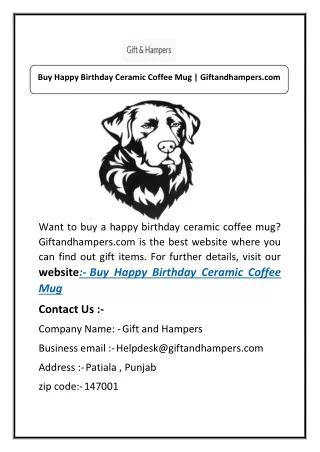Buy Happy Birthday Ceramic Coffee Mug | Giftandhampers.com
