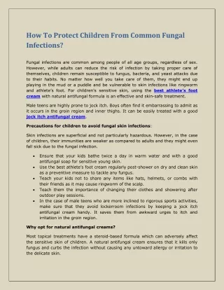 how to protect children from common fungal
