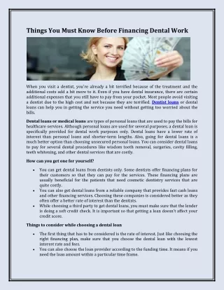 Things You Must Know Before Financing Dental Work-converted